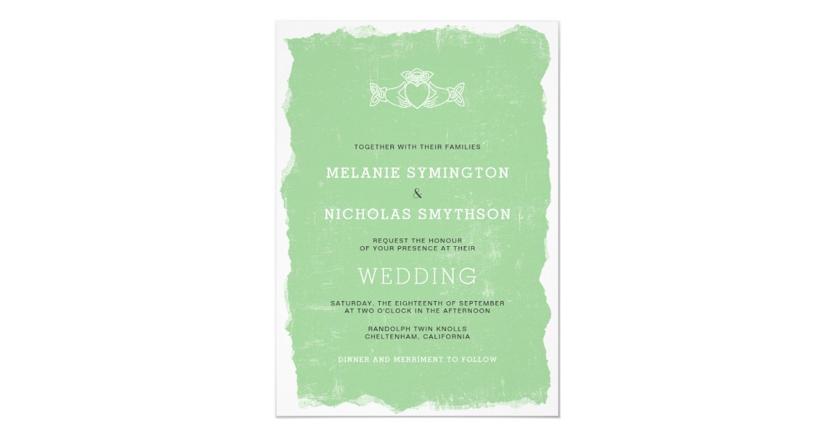 Rustic Claddagh Irish wedding invite, 3991 Invitation