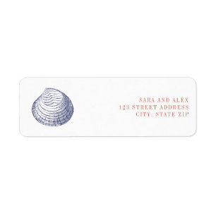 Rustic Clam Shell Red & Blue Wedding  Label