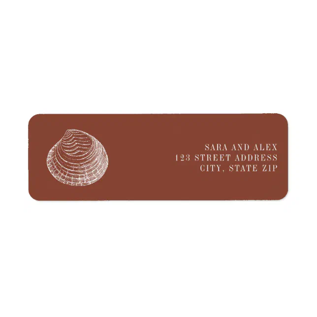Rustic Clam Shell Terracotta Wedding Label | Zazzle