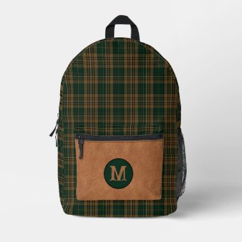 Rustic Clan Fitzsimmons Plaid Monogrammed  Printed Backpack by Everythingplaid at Zazzle