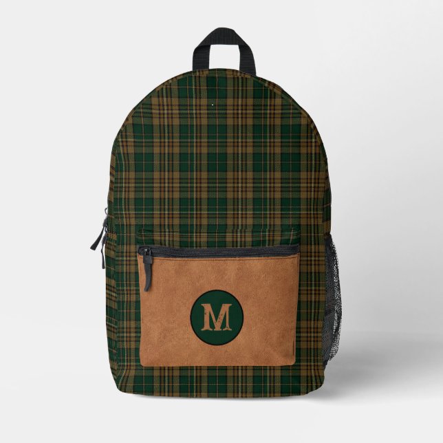 Rustic Clan Fitzsimmons Plaid Monogrammed  Printed Backpack (Front)