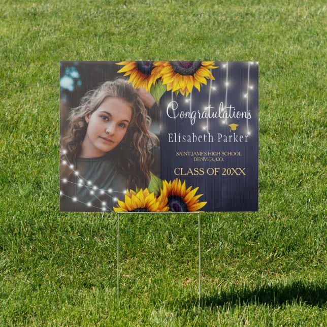 Rustic class of 2024 sunflower congrats grad PHOTO Sign (Insitu)