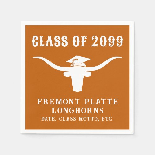 Rustic Class Reunion Longhorn Orange Napkins