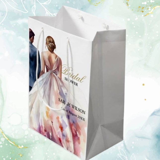 Rustic Classic Boho Floral Bridal Shower Medium Gift Bag (Celebrate her special day with a rustic classic boho floral bridal shower gift bag )