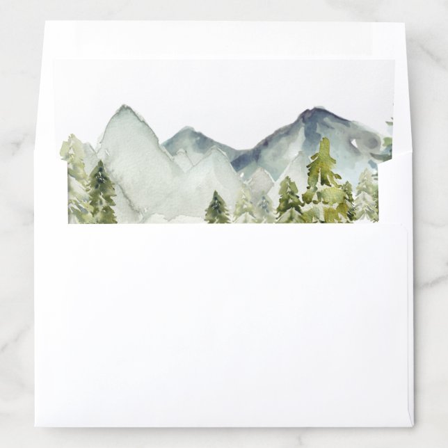 Rustic Classic Forest Trees Mountains Watercolor Envelope Liner (In Envelope)