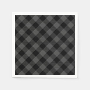 Rustic classic grey and black plaid paper napkins