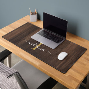 Rustic Classic Monogram Script Name Personalized Desk Mat