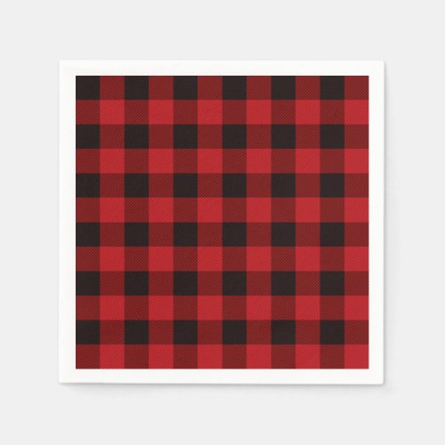 Rustic classic red plaid paper napkins