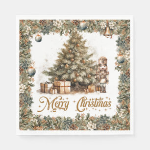 Rustic classic sage green and Christmas tree Napkins