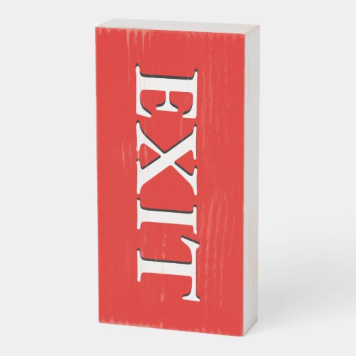 Rustic Classic Simple Red and White Exit Wooden Box Sign | Zazzle
