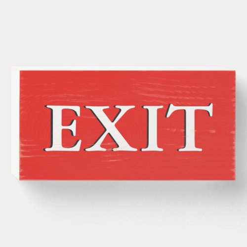 Rustic Classic Simple Red and White Exit Wooden Box Sign