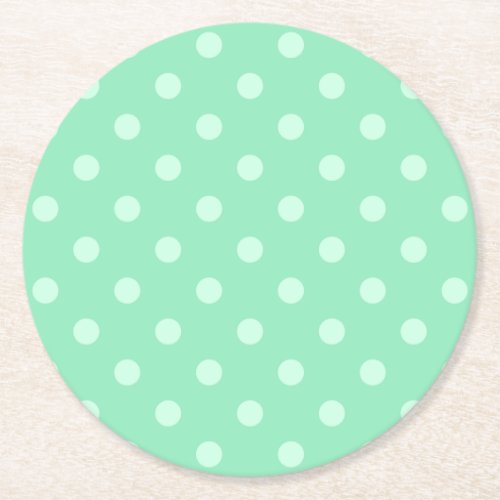 Rustic Classic Template Light Mint Green Dots Round Paper Coaster