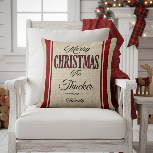 Rustic Classic Vintage Merry Christmas  Throw Pillow (Creator Uploaded)