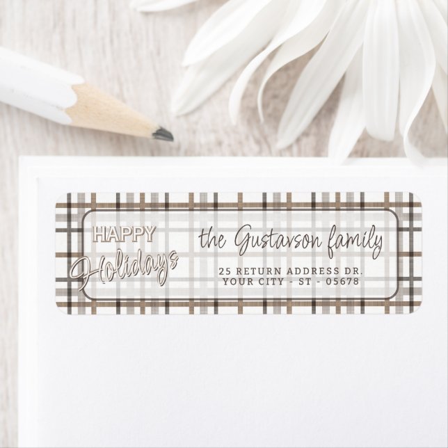 Rustic Classy Elegant Plaid Pattern Holiday Label (Insitu)