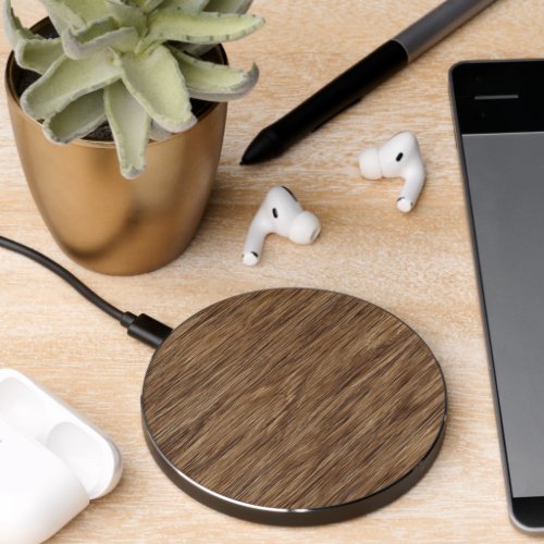 Rustic Classy Woodgrain Texture Pattern Wireless Charger