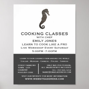 Rustic Clay Seahorse, Seafood, Cooking Classes Poster