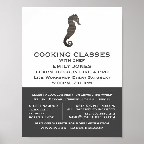 Rustic Clay Seahorse Seafood Cooking Classes Poster