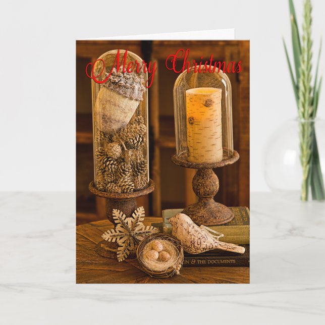 Rustic Cloche Christmas Card (Front)