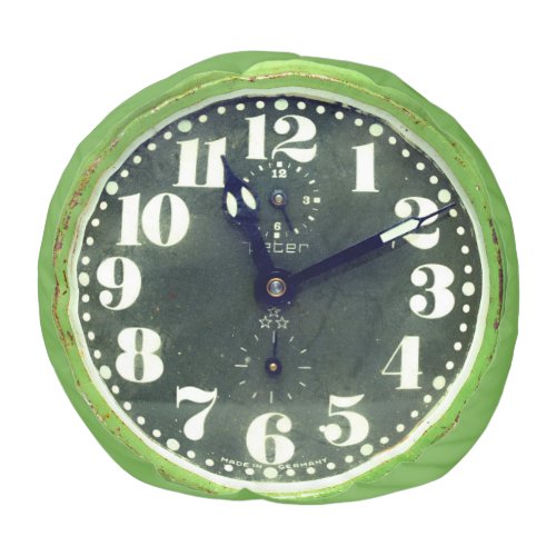 Rustic Clock Vintage Timepiece Retro Green Pouf