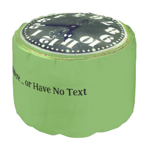 Rustic Clock Vintage Timepiece Retro Green Pouf
