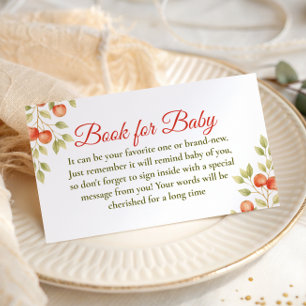 Rustic  Clothesline Apple Book For Baby Shower Enclosure Card