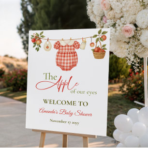 Rustic Clothesline Apple Girl Baby Shower Welcome Foam Board