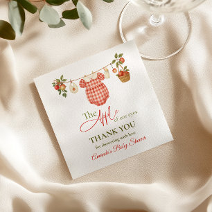 Rustic Clothesline Apple Locally Grown Baby Shower Napkins