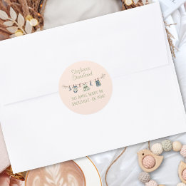Rustic Clothesline Baby Girl Shower Return Address Classic Round Sticker