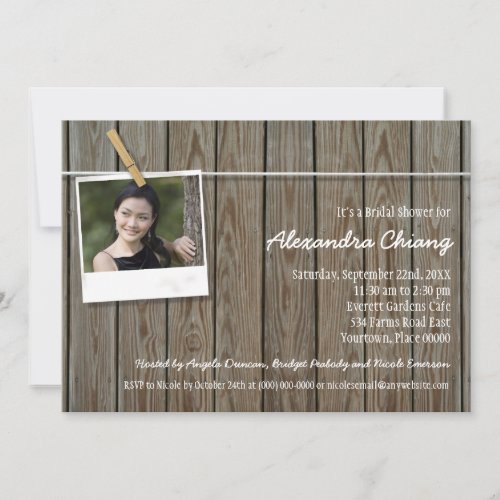 Rustic Clothesline Photo Bridal Shower Invitation