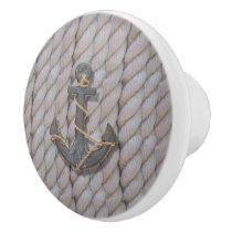 rustic coastal beach nautical rope ship and anchor ceramic knob