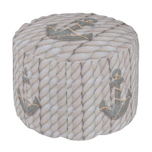 rustic coastal beach nautical rope ship and anchor pouf
