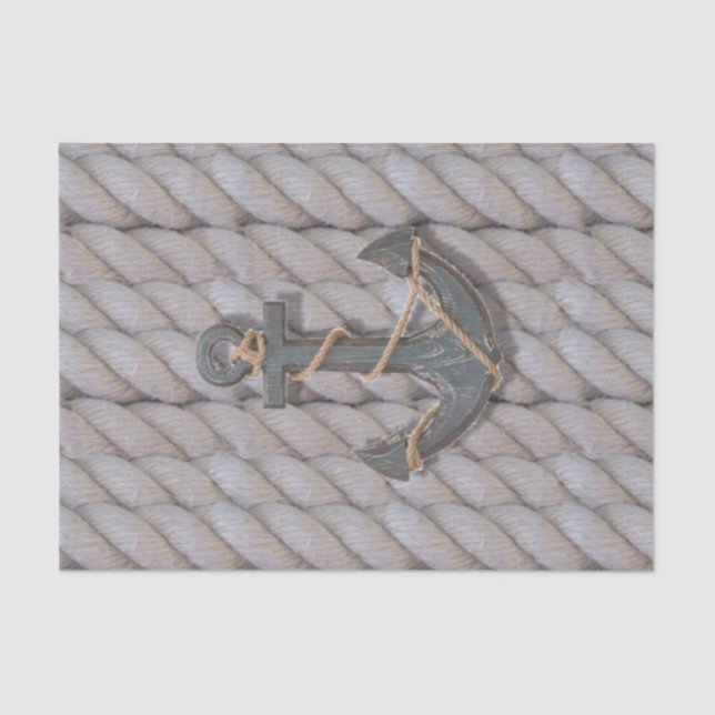 rustic coastal beach nautical rope wood anchor tissue paper (Front)