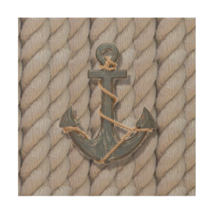 rustic coastal beach nautical rope wood anchor wood wall decor