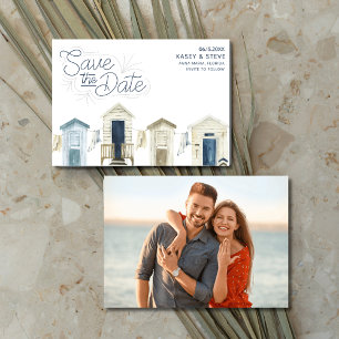 Rustic Coastal Beach Wedding Photo Save the Date 