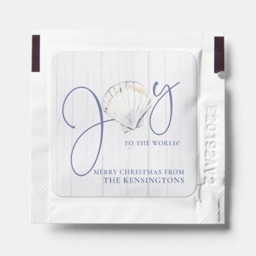 Rustic Coastal Christmas Seashell Joy Hand Sanitizer Packet