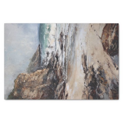 Rustic Coastal Cliffs Landscape Painting Decoupage Tissue Paper