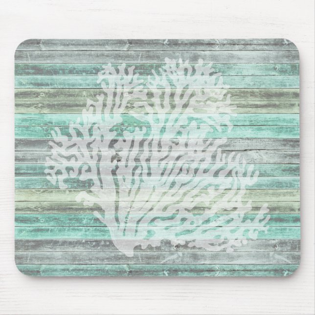 Rustic Coastal Coral Mouse Pad (Front)