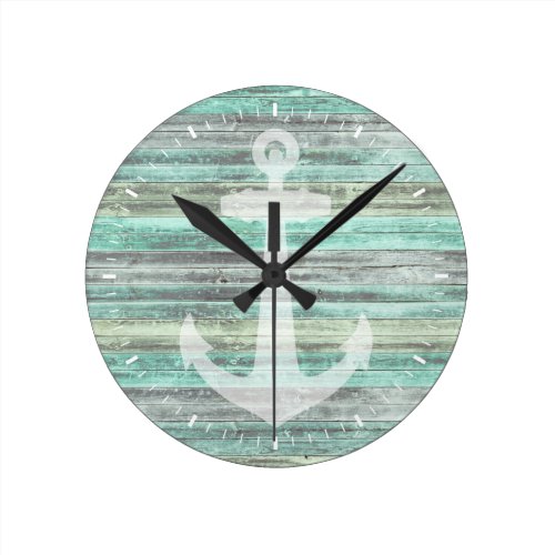 Rustic Coastal Decor Anchor Round Clock
