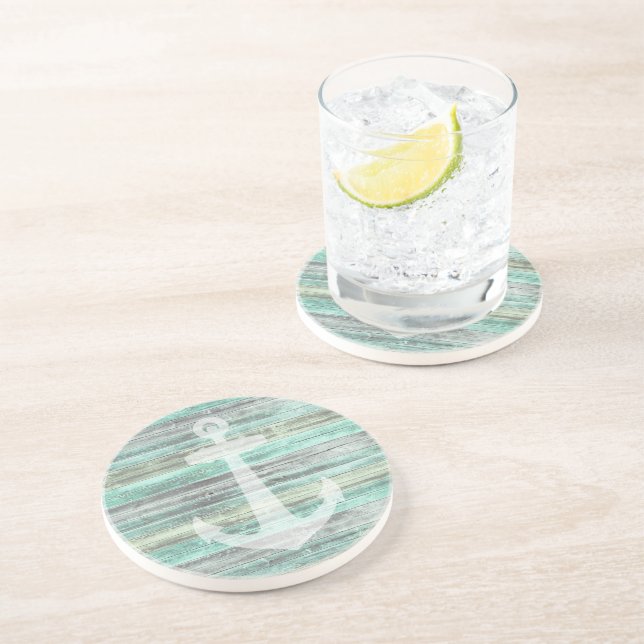 Rustic Coastal Decor Anchor Sandstone Coaster (Side)