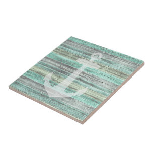 Rustic Coastal Decor Anchor Tile