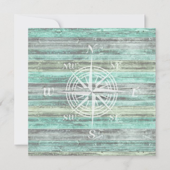 Rustic Coastal Decor Compass Note Card (Front)