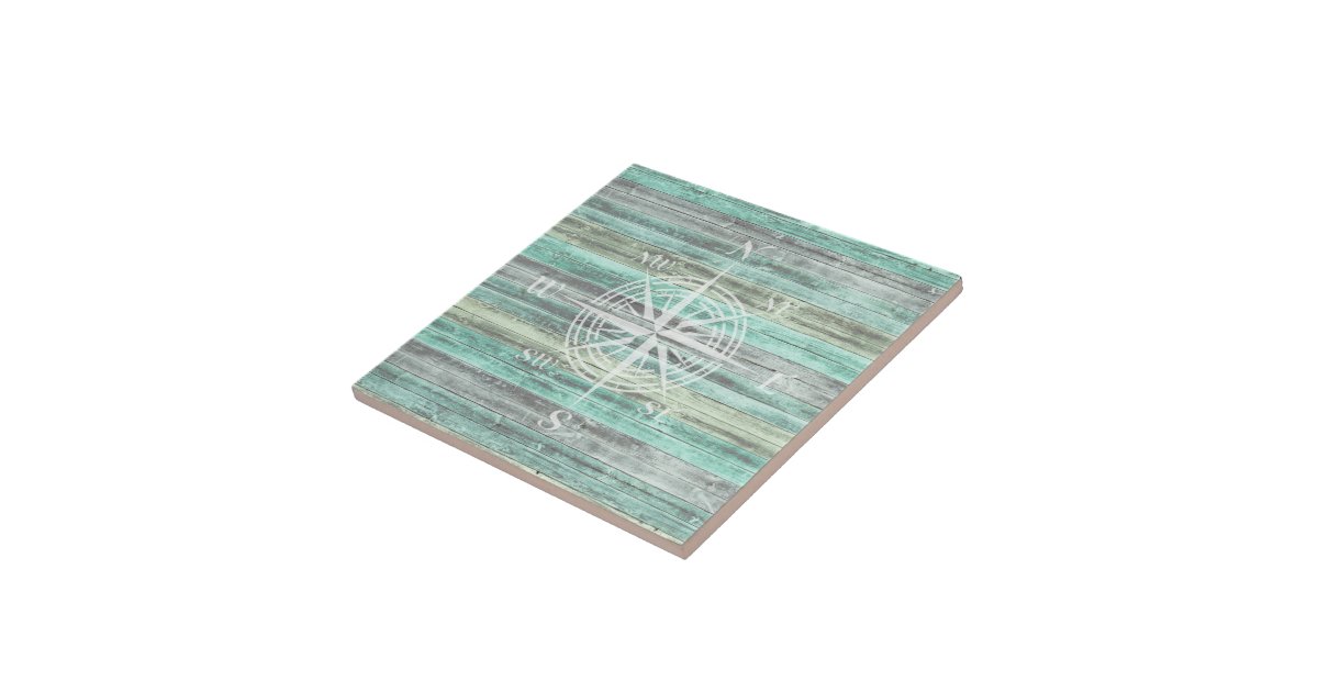 Rustic Coastal Decor Compass Rose Tile | Zazzle