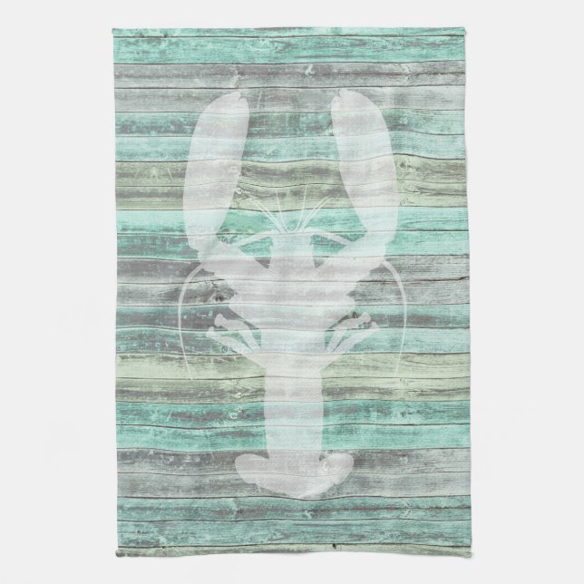 Rustic Coastal Decor Lobster Kitchen Towel (Vertical)