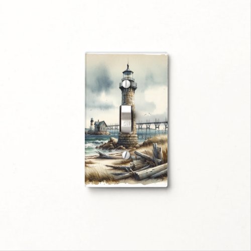 Rustic Coastal Lighthouse Seaside Beach Light Switch Cover