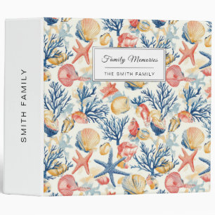 Rustic Coastal - Seashells, Starfish, Reef (10) 3 Ring Binder