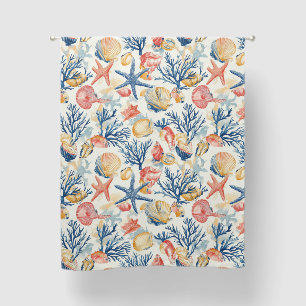 Rustic Coastal - Seashells, Starfish, Reef (10) Blackout Curtains