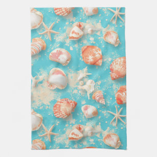 Rustic Coastal - Seashells, Starfish, Reef (11) Kitchen Towel