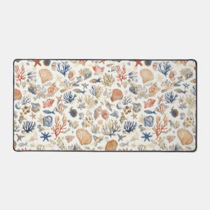 Rustic Coastal - Seashells, Starfish, Reef (12) Desk Mat