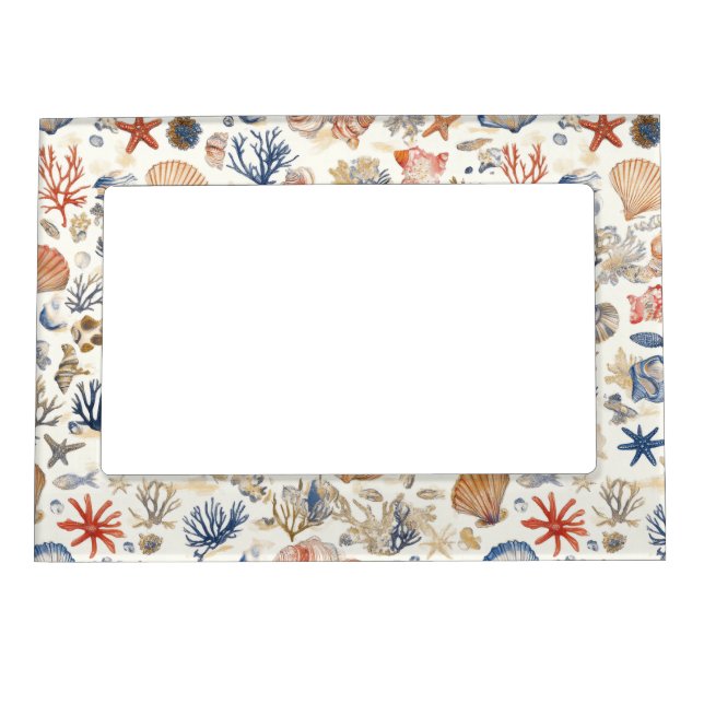 Rustic Coastal - Seashells, Starfish, Reef (12) Magnetic Frame (Front)