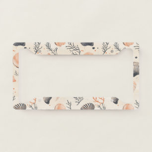 Rustic Coastal - Seashells, Starfish, Reef (13) License Plate Frame